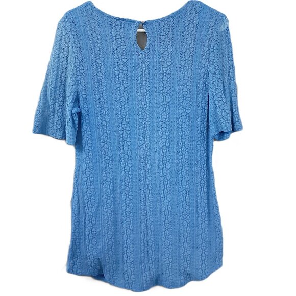 Christopher & Banks Womans Top Size LARGE Pullover Lined, Blue, Short Sleeve - Picture 2 of 8